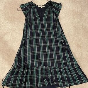 Plaid Dress in Green navy and Black